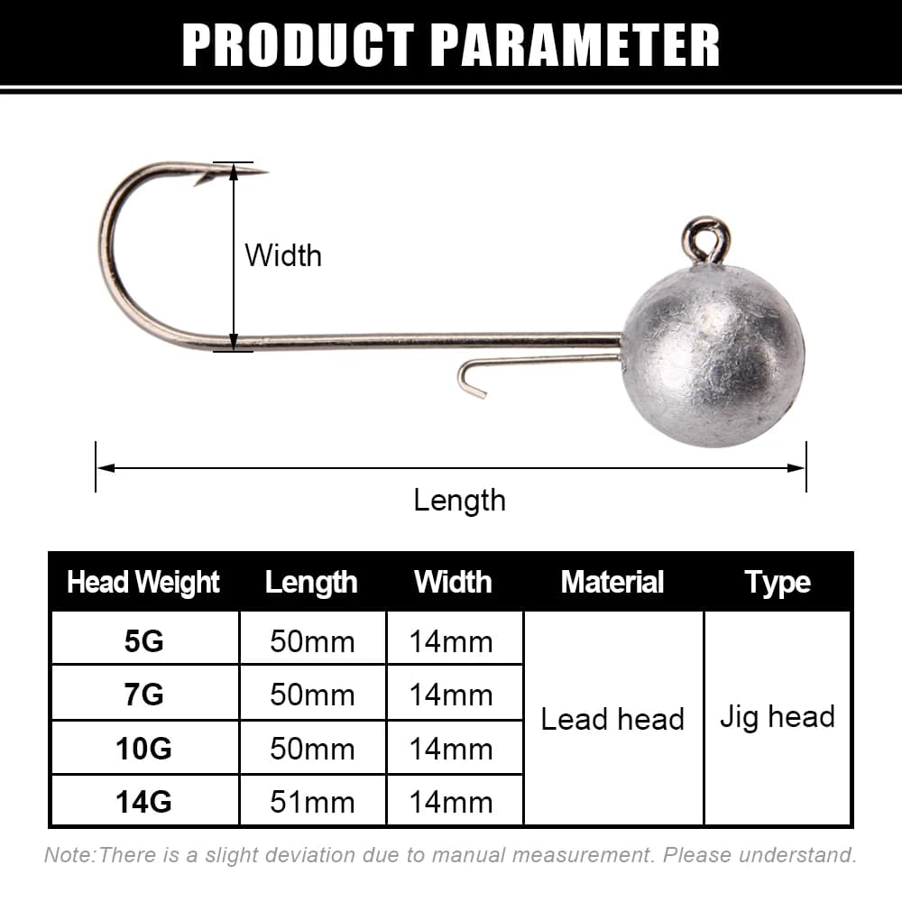 Têtes plombées Spinpoler 5g 7g 10g 14g longue tige acier carbone - Pour leurres souples vers appâts silicone pêche 4 pièces