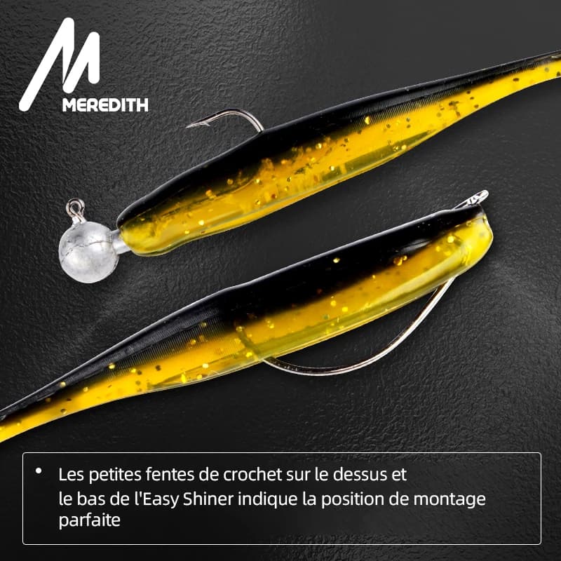 Leurres souples silicone MEREDITH Easy Shiner pour la pêche de la carpe, tailles 50mm 65mm 75mm 100mm