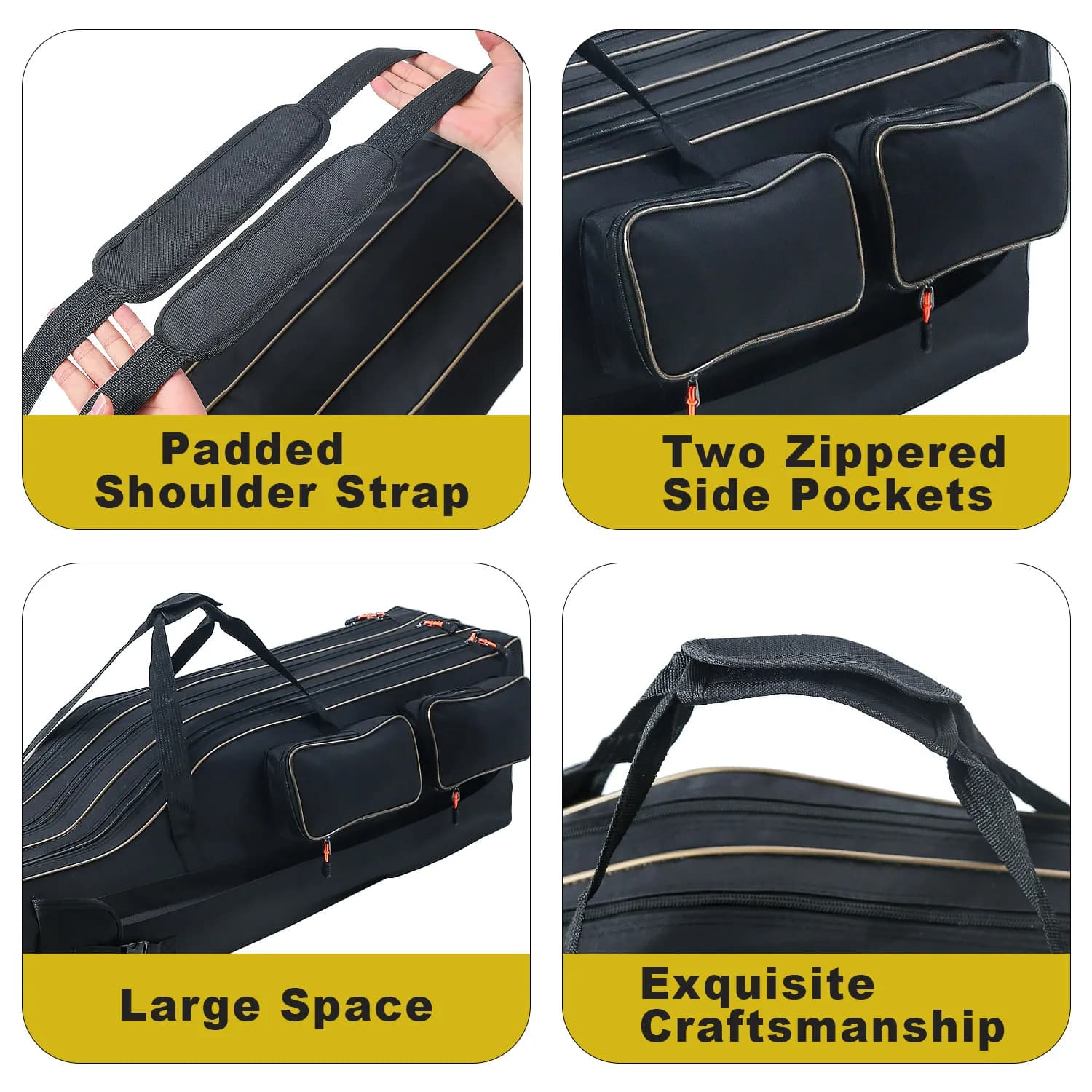 Étui canne pêche 3 couches organisation rangement moulinet voyage transport sac organisateur
