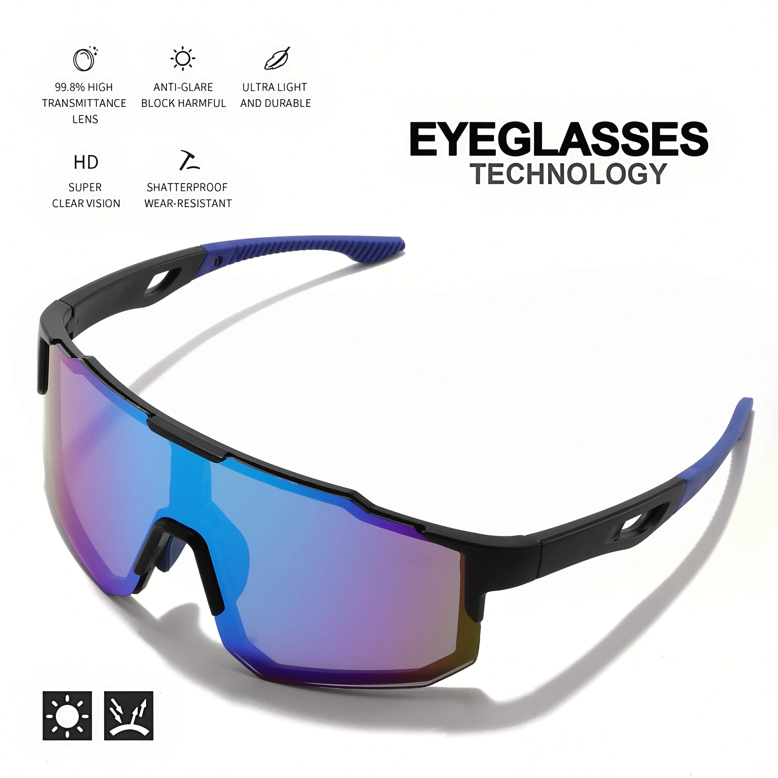 2 paires lunettes de sport surdimensionnées pêche - Design enveloppant UV400 unisexe confort randonnée cyclisme