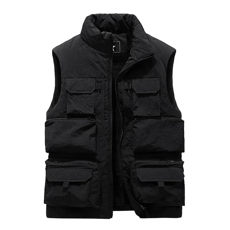 Veste sans manches chauffante hiver homme slim fit parka polaire avec poches windbreaker