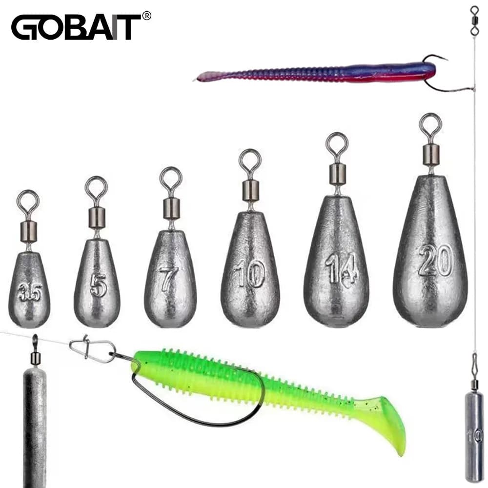 Plombs drop shot 5 pièces 3.5g 5g 7g 10g 14g 20g pour montage rapide avec émerillon