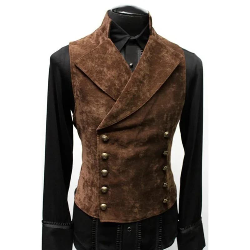 Veste en suédine style coréen pour homme col montant double boutonnage automne hiver