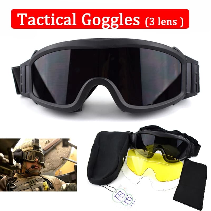 Lunettes tactiques militaires unisexe anti-vent UV400 pour paintball, randonnée et pêche camping