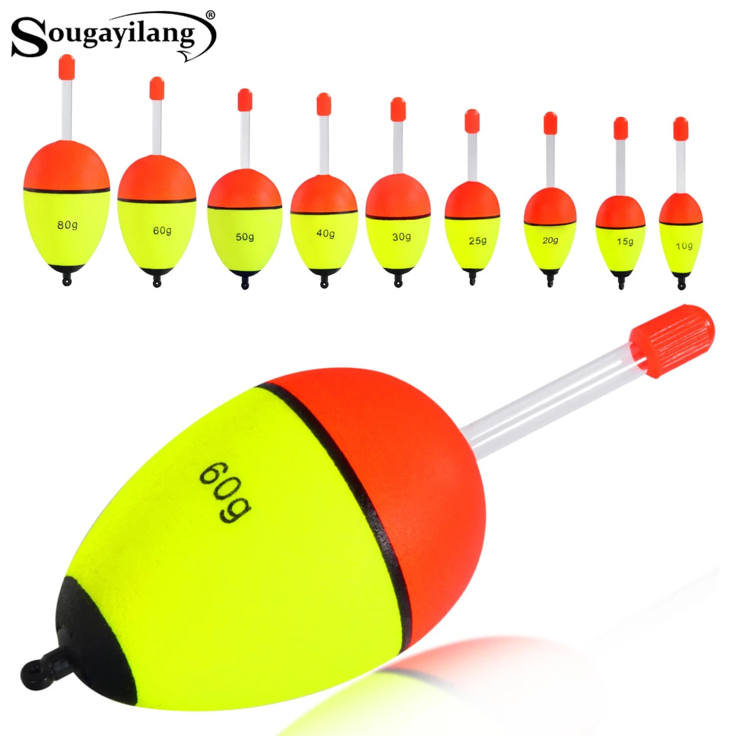 Bouées lumineuses Sougayilang pêche nuit - 5 pièces EVA double ruban haute visibilité longue portée