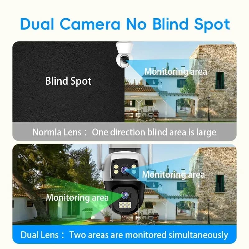 Caméra de sécurité extérieure IP 8MP 4K WIFI PTZ double écran détection IA audio bidirectionnelle Cugo V380