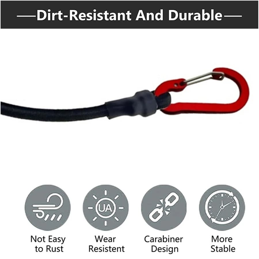 Cordes élastiques de 30 à 210cm pour fixation matériel pêche - Hooks rouges pour bateau et équipement