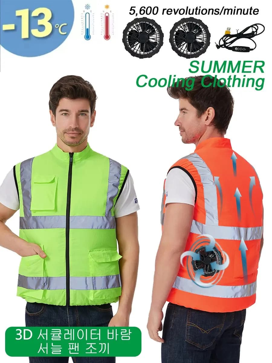 Veste Rafraîchissante Été avec Ventilateur et USB, Haute Visibilité pour Travail ou Pêche