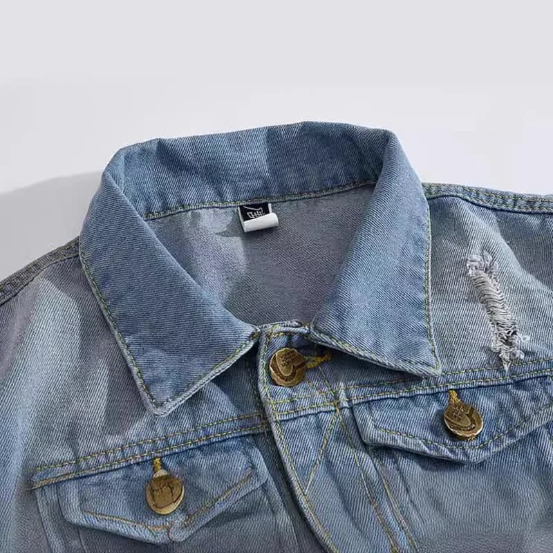 Veste sans manches délavée homme automne en coton denim vintage style décontracté grande taille 6XL