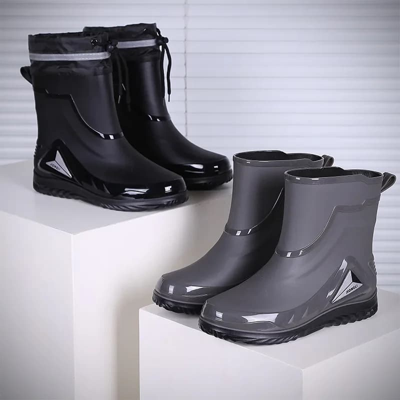 Bottes de pluie anti-dérapantes homme mi-mollet imperméables été sans glace