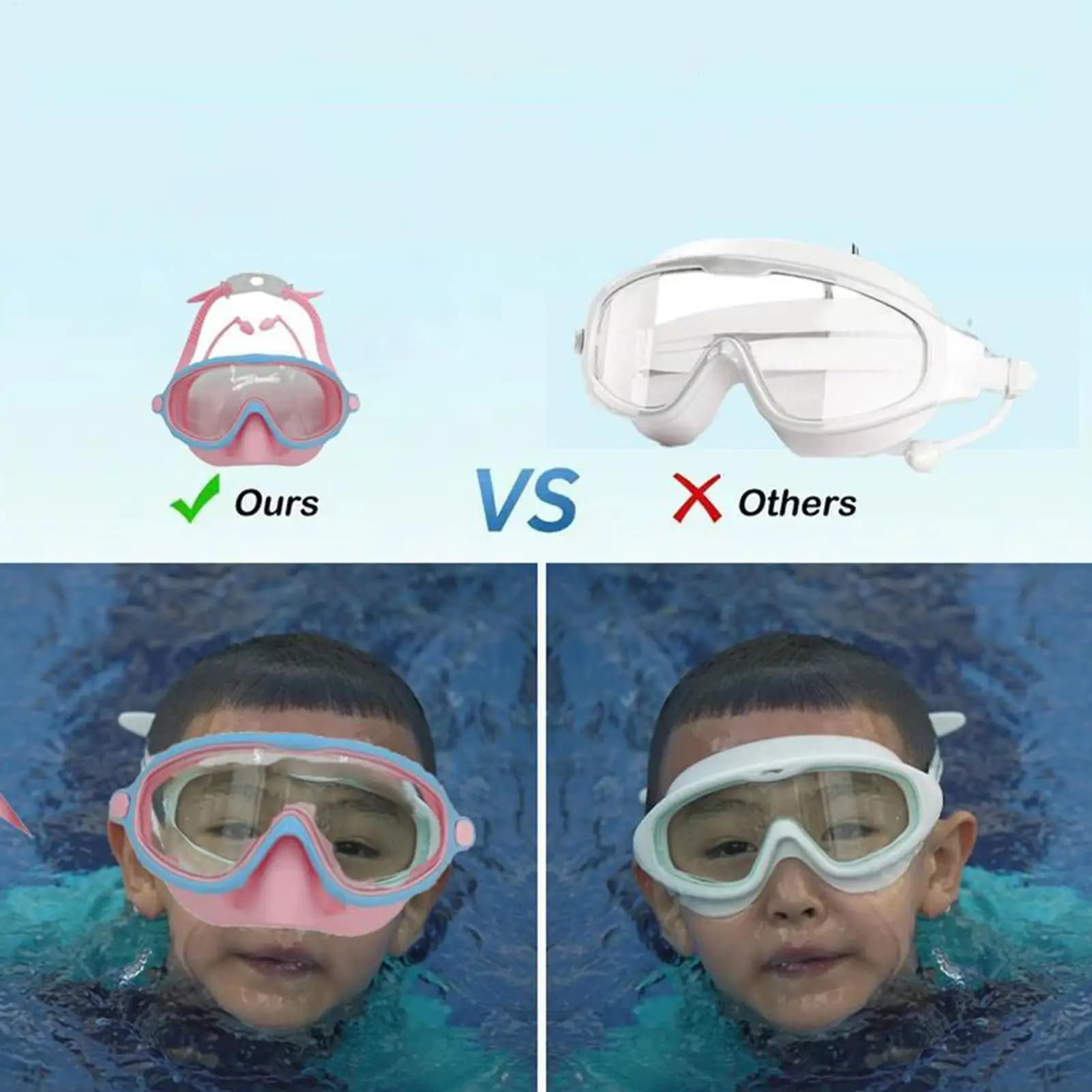 Lunettes de natation enfant anti-buée avec couvre-nez étanches pour piscine et plongée