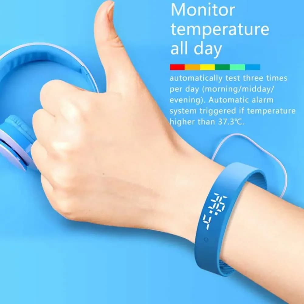 Bracelet connecté LED numérique étanche smartband monitoring température corporelle alarme vibreur rappels écran digital