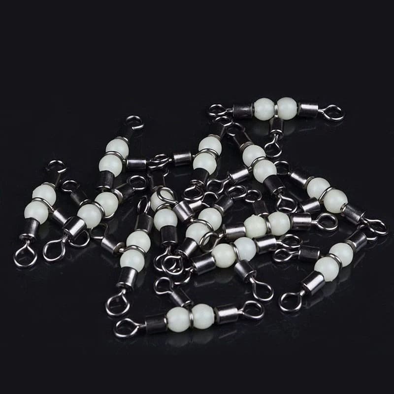 Connecteur de pêche 3 voies T-Turn en acier inoxydable avec perles lumineuses - 10/50 pièces