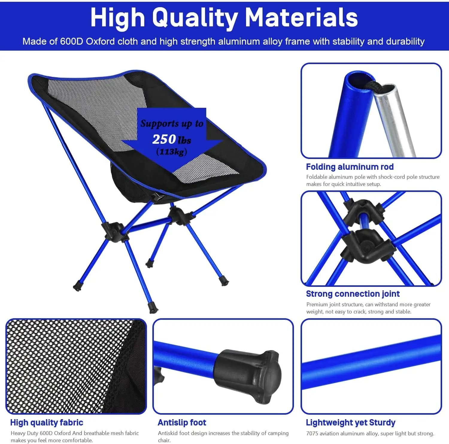 Siège lune pliant aluminium ultraléger - Chaise pêche camping portable jardin BBQ extérieur