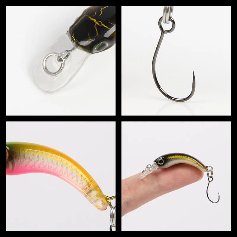 Mini leurre truite flottant 1.2g minnow micro appât dur wobbleur perche et brochet