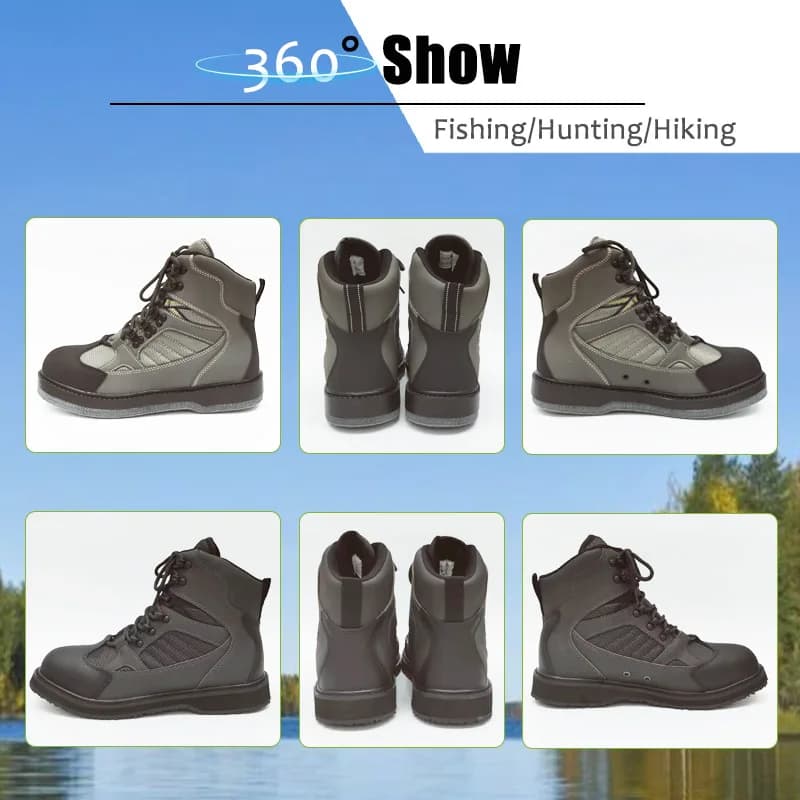 Chaussures de pêche étanches avec semelle feutre ou caoutchouc pour pêche en mer et rivière