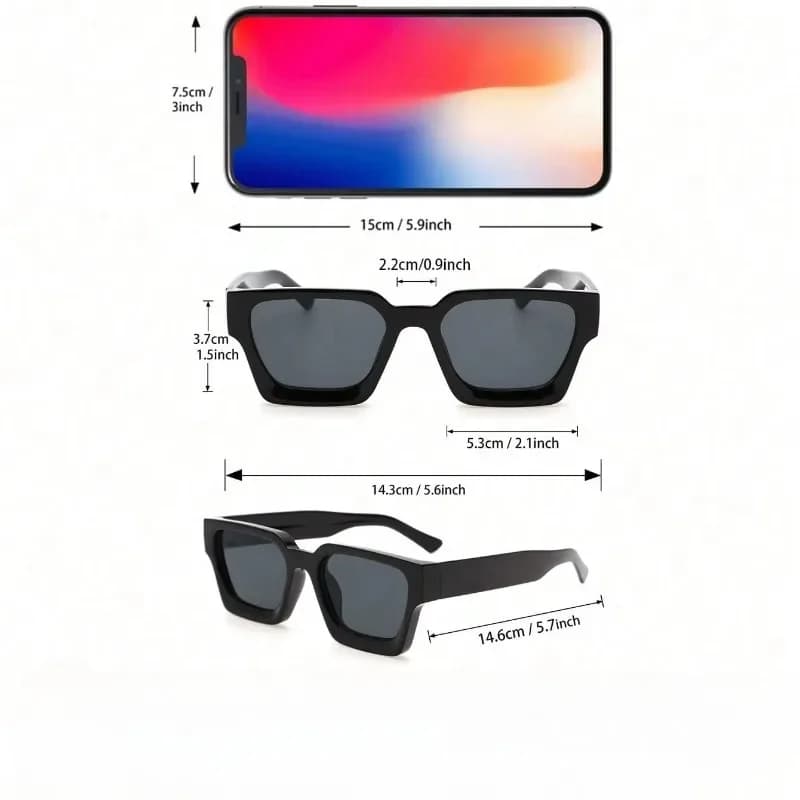 Lunettes carrées unisexes pêche plage - Monture plastique légère pour pêcheurs photographes