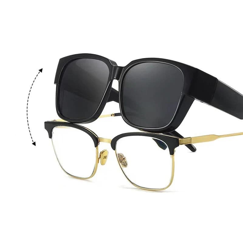 Lunettes polarisées couvrantes sur lunettes de vue - Portable pêche conduite vintage Homme Femme
