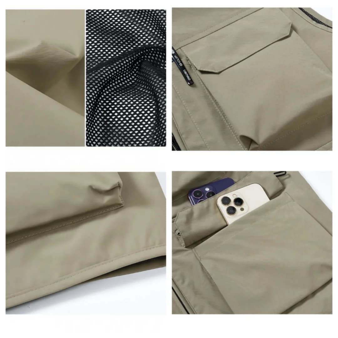 Veste de pêche homme 2025 respirante multi-poches, design vestiaire sportif pour photographe extérieur