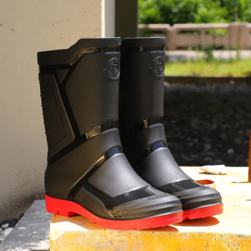Bottes de pluie homme style britannique contrastées mi-haute grande taille pêche travail résistantes