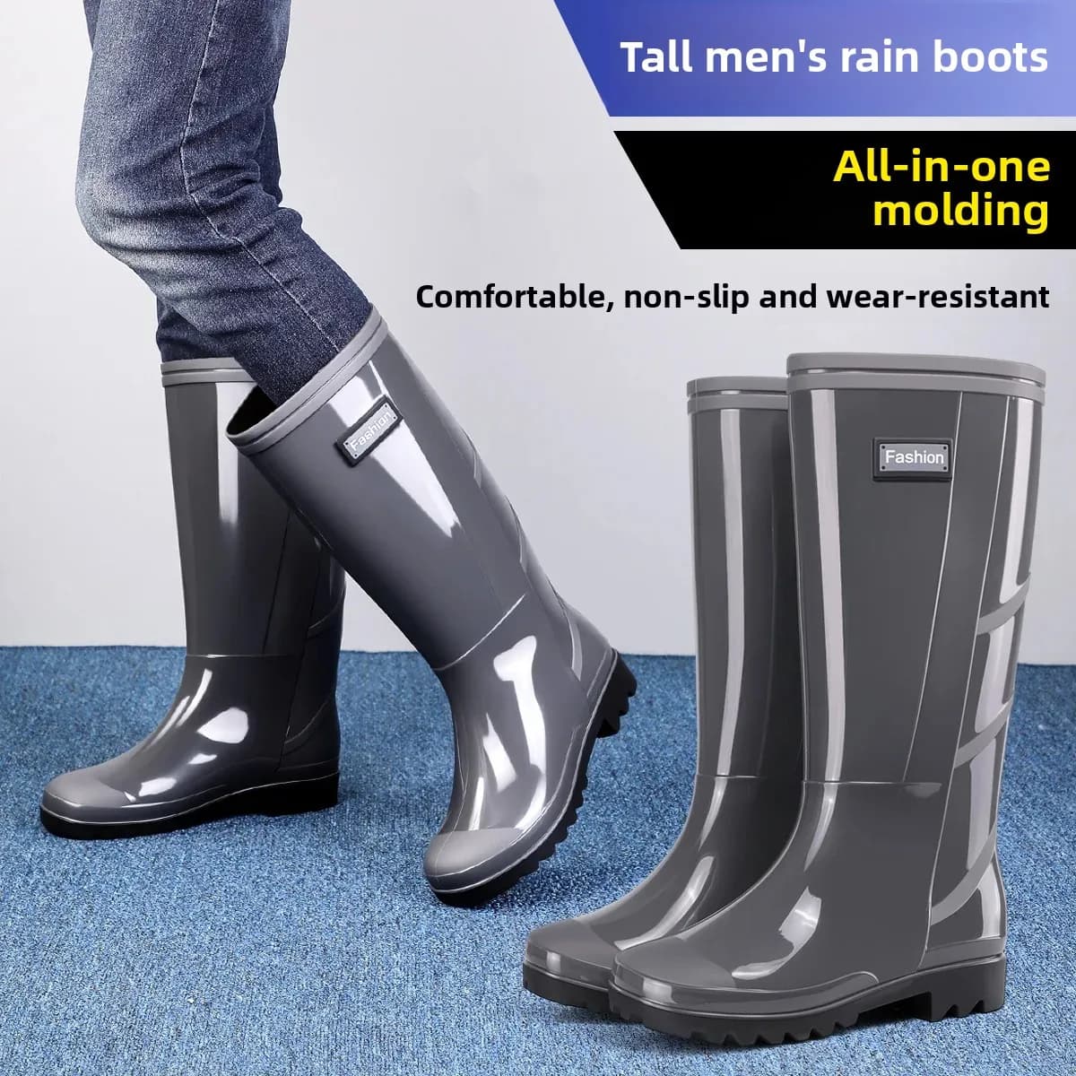 Bottes de sécurité homme tube haut grises imperméables chantier protection camouflage camping chaussures eau