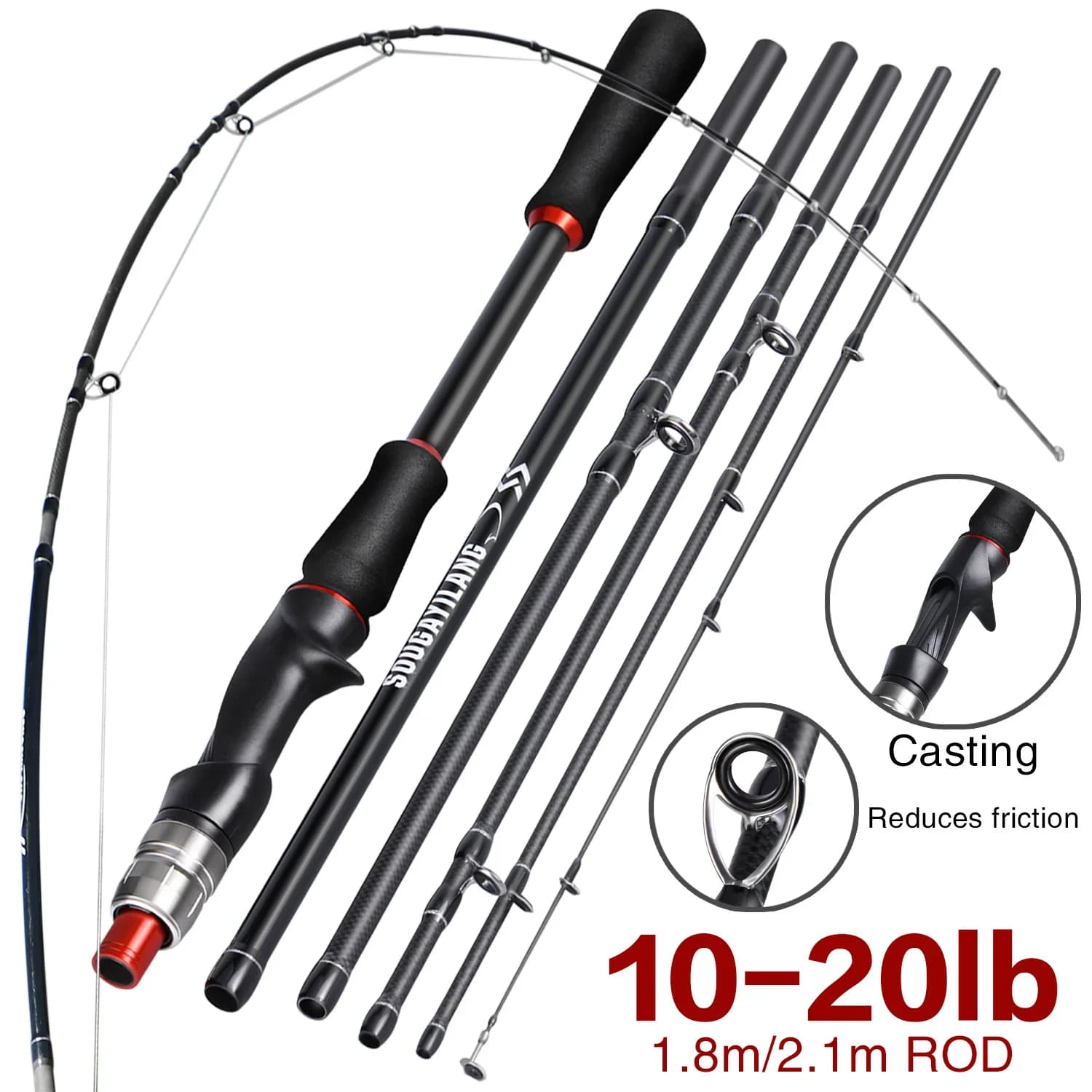 Canne leurre Sougayilang 1.8m 2.1m spinning casting carbone poignée EVA pêche professionnelle