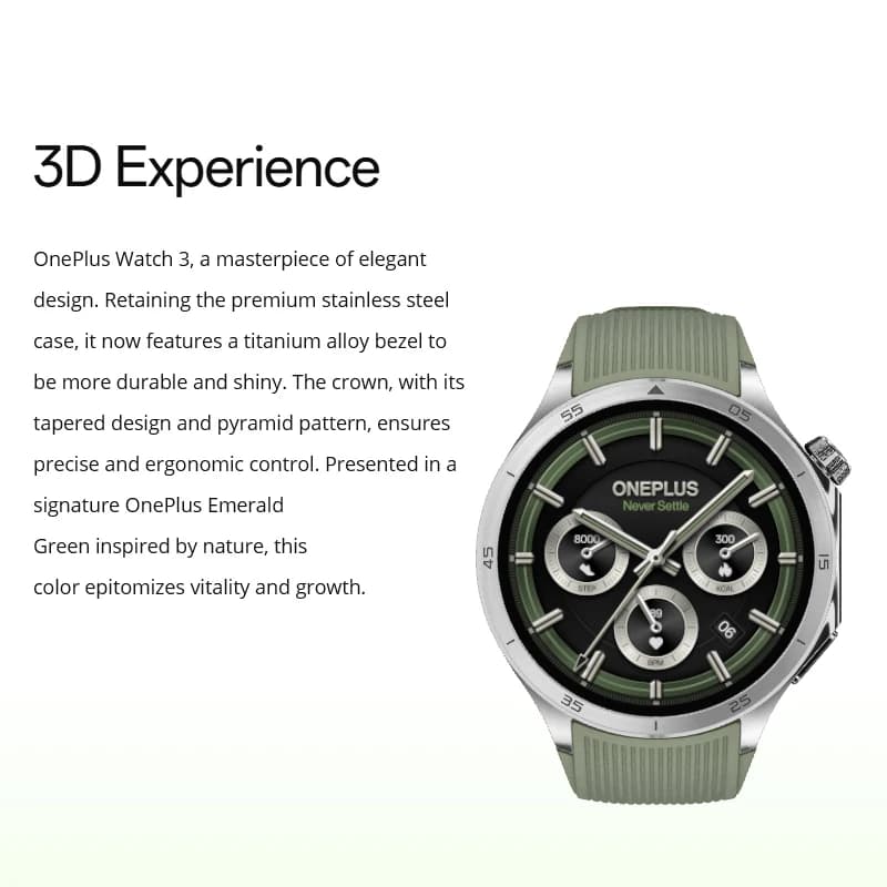OnePlus Watch 3 version globale titane 32Go - Smartwatch LTPO AMOLED 1.5 pouces santé sport overview