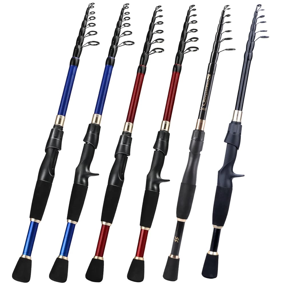Canne télescopique Sougayilang ultra légère 1.8-2.4m spinning casting carbone leurres 10-30g transport facile