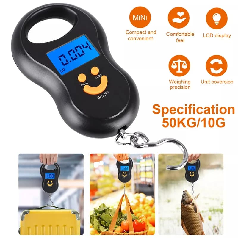 Balance digitale suspendue 50Kg 10g avec rétroéclairage LCD - Pèse-personne cuisine pêche voyage