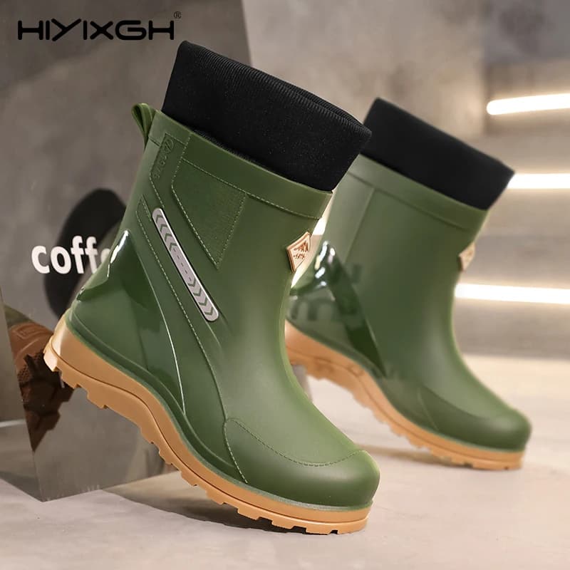 Bottes mi-mollet pêche 2026 antidérapantes - Chaussures travail extérieur semelle épaisse pour pêcheur