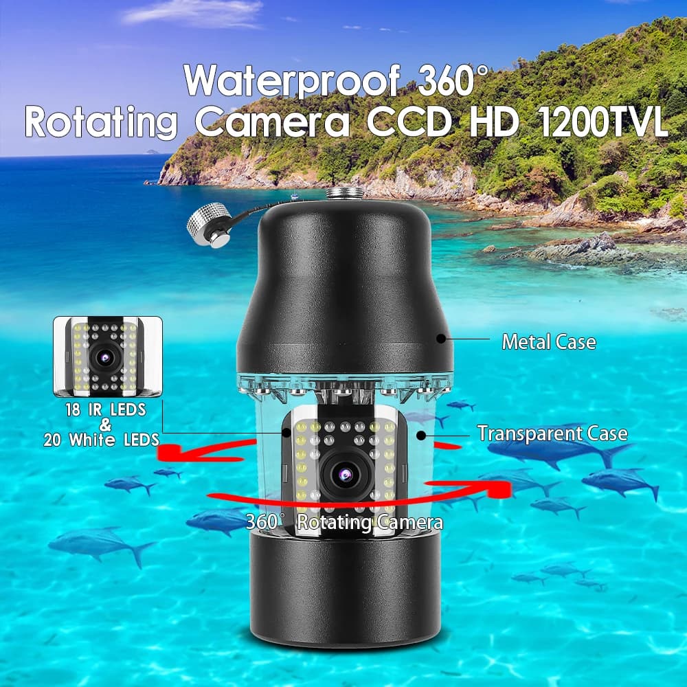 Caméra pêche professionnelle GAMWATER 9 pouces LCD 38 LEDs rotative 360° 15m/30m finder sous-marin