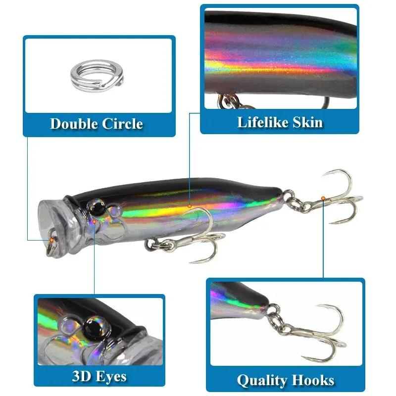 Leurre popper 7cm 9.4g 2026 pour pêche en surface - Topwater innovant pour perche et carnassiers