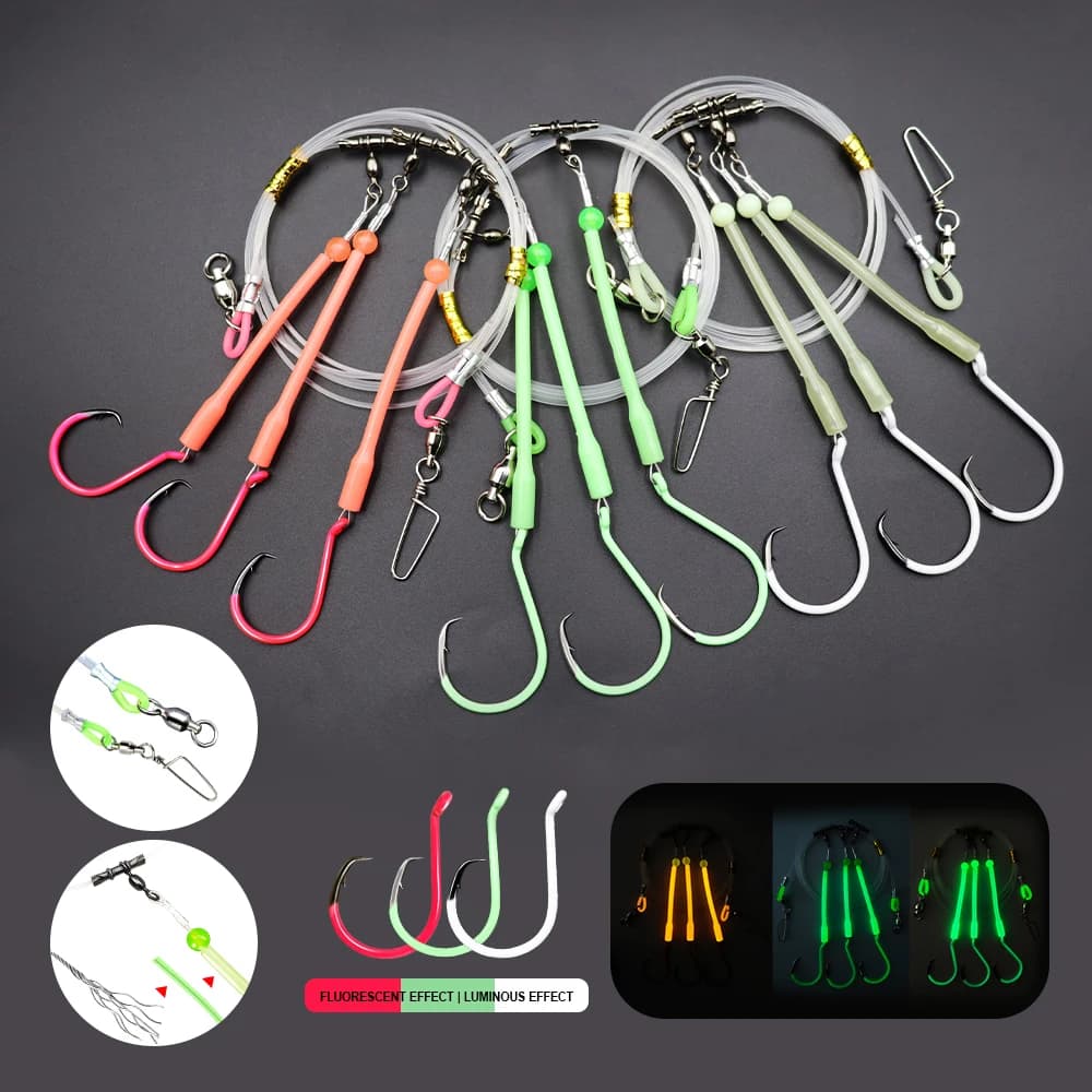 Montage deep drop 3 hameçons circle acier carbone - pêche thon marlin dorade mer