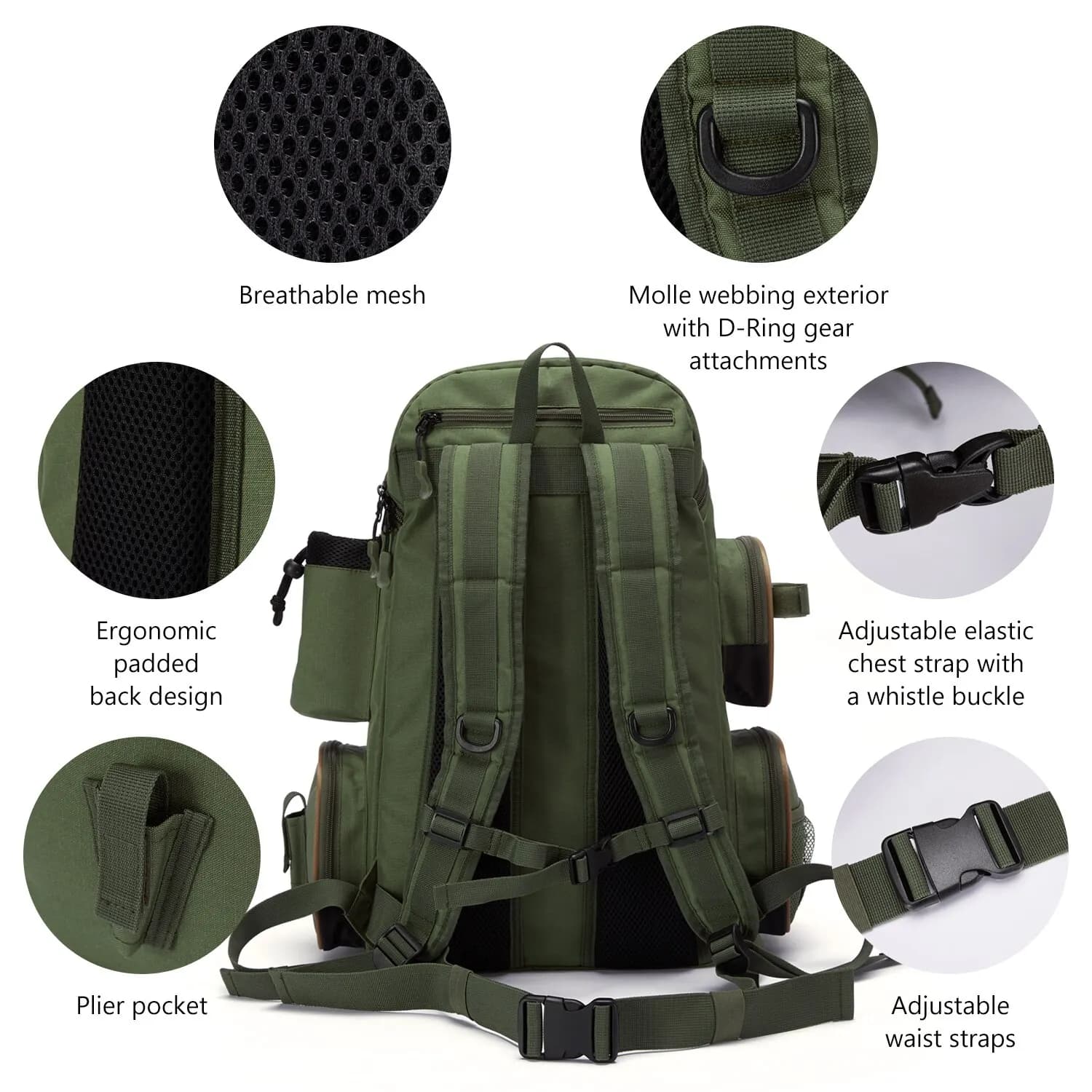 Sac à dos pêche léger et multifonction Bassdash, box à appâts tactique pour la pêche en mer