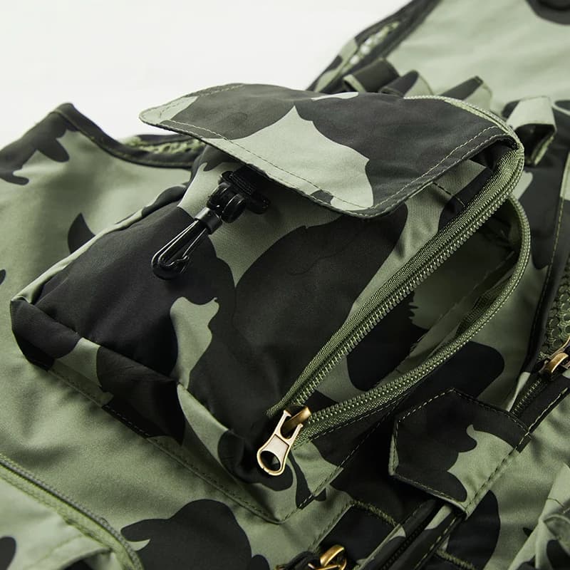 Gilet décharge camouflage été homme - Veste sans manches mesh multi-poches pour travail et pêche