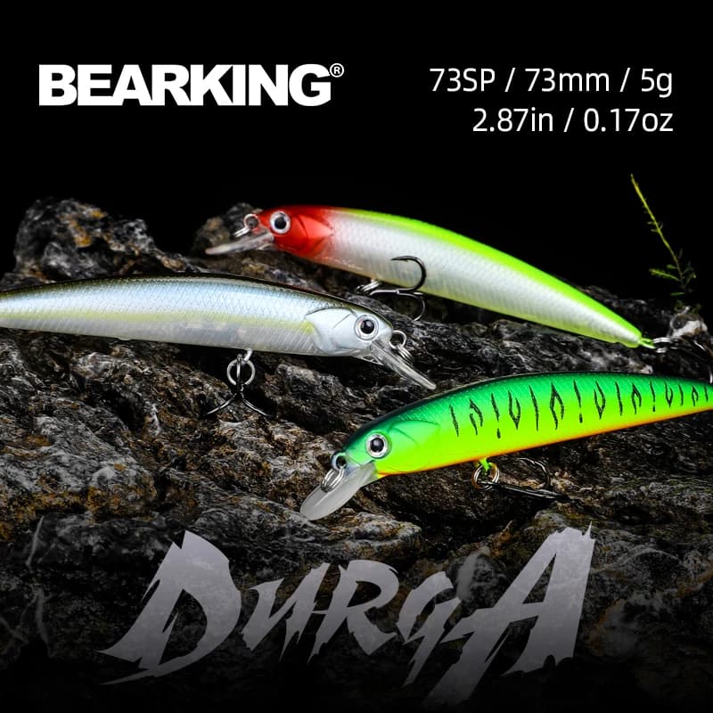 Leurre minnow BEARKING 73mm 5g avec poids magnétique - Crankbait professionnel qualité premium