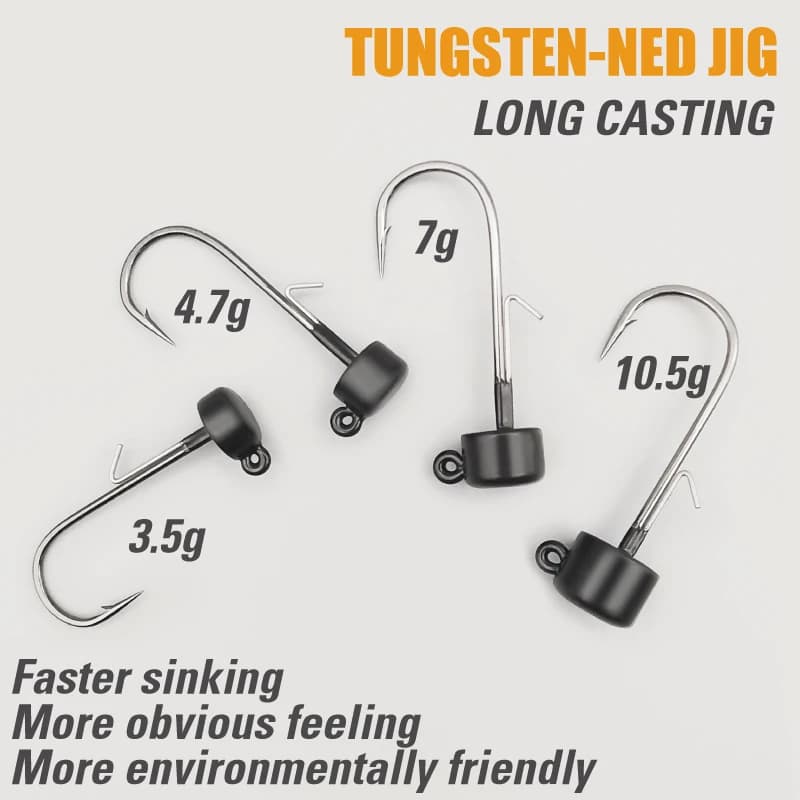 Tête plombée tungstène LUREHOLIC Ned Jig avec hameçon Mustad Norvège pour pêche longue distance