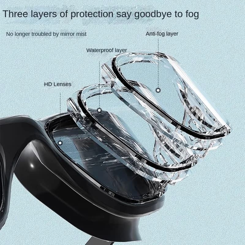 Lunettes de natation HD anti-buée avec bouchons d'oreilles adultes étanches ajustables silicone protection