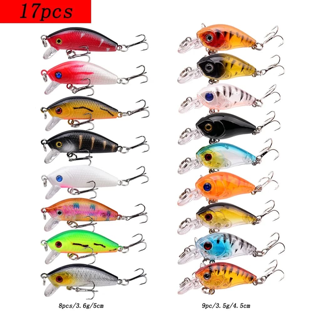Kit leurres durs mini minnow flottants - Crankbaits wobblers pour pêche des carnassiers