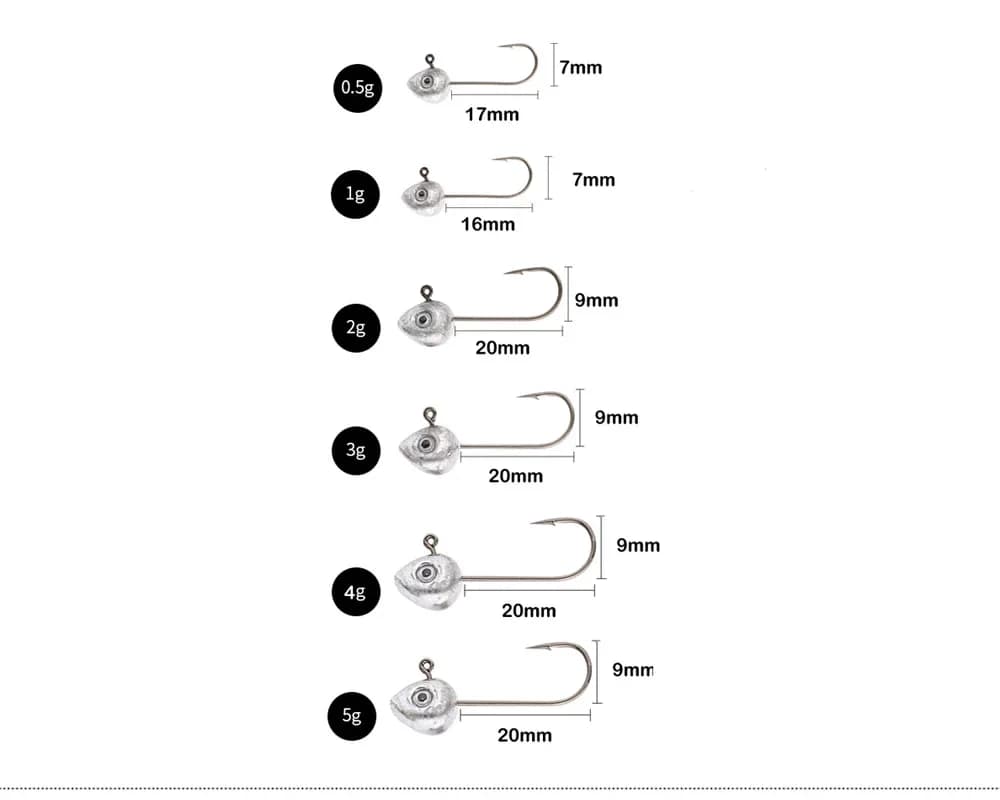Hameçon plombé leurre souple ultra léger 0.5g à 5g pour pêche de la perche et carnassiers