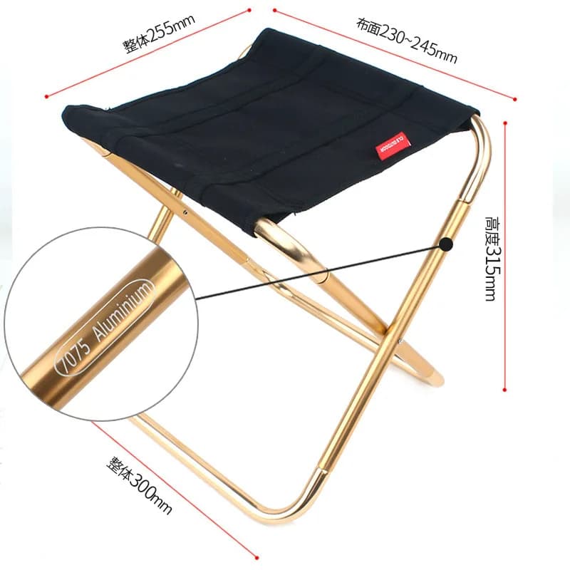 Tabouret pliant grand format aluminium 7075 portable barbecue pêche camping randonnée