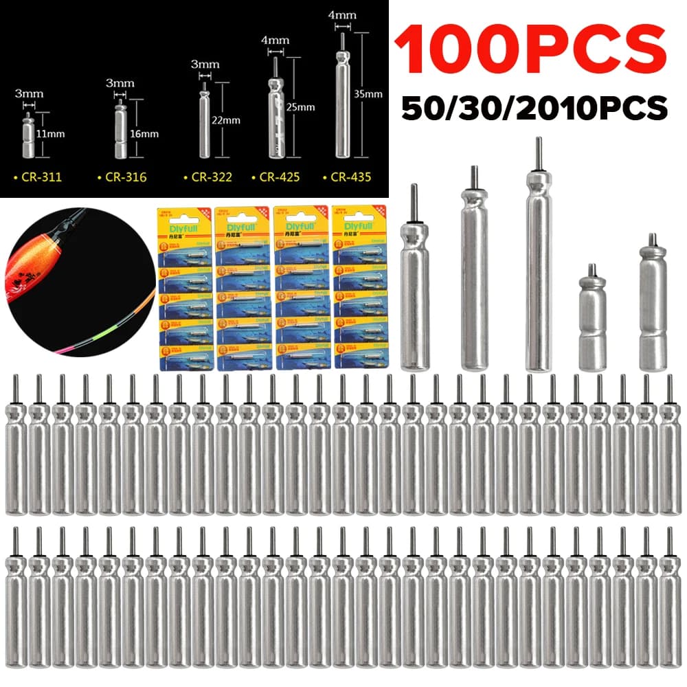Lot de 10 flotteurs lumineux pour pêche de nuit avec piles lithium et chargeur CR322 CR425 CR435 CR311