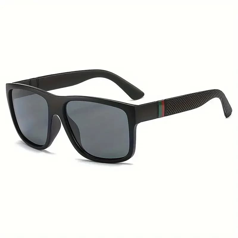 Lunettes de soleil carrées polarisées noires unisexes - Style vintage sport UV400 pour hommes femmes