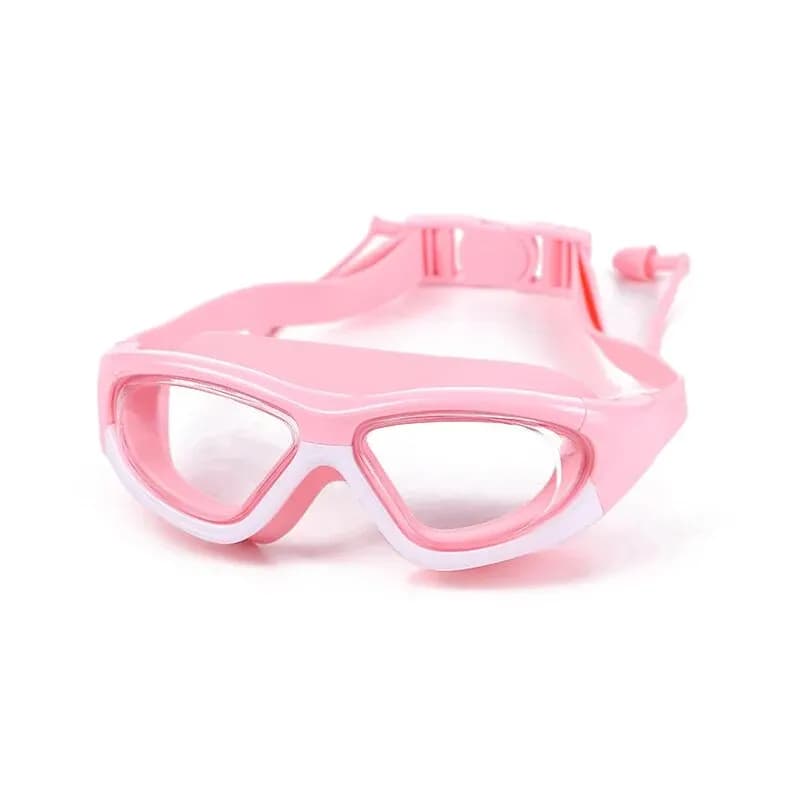 Lunettes de natation enfant grand cadre anti-buée HD - Étanches avec bouchons d'oreilles intégrés
