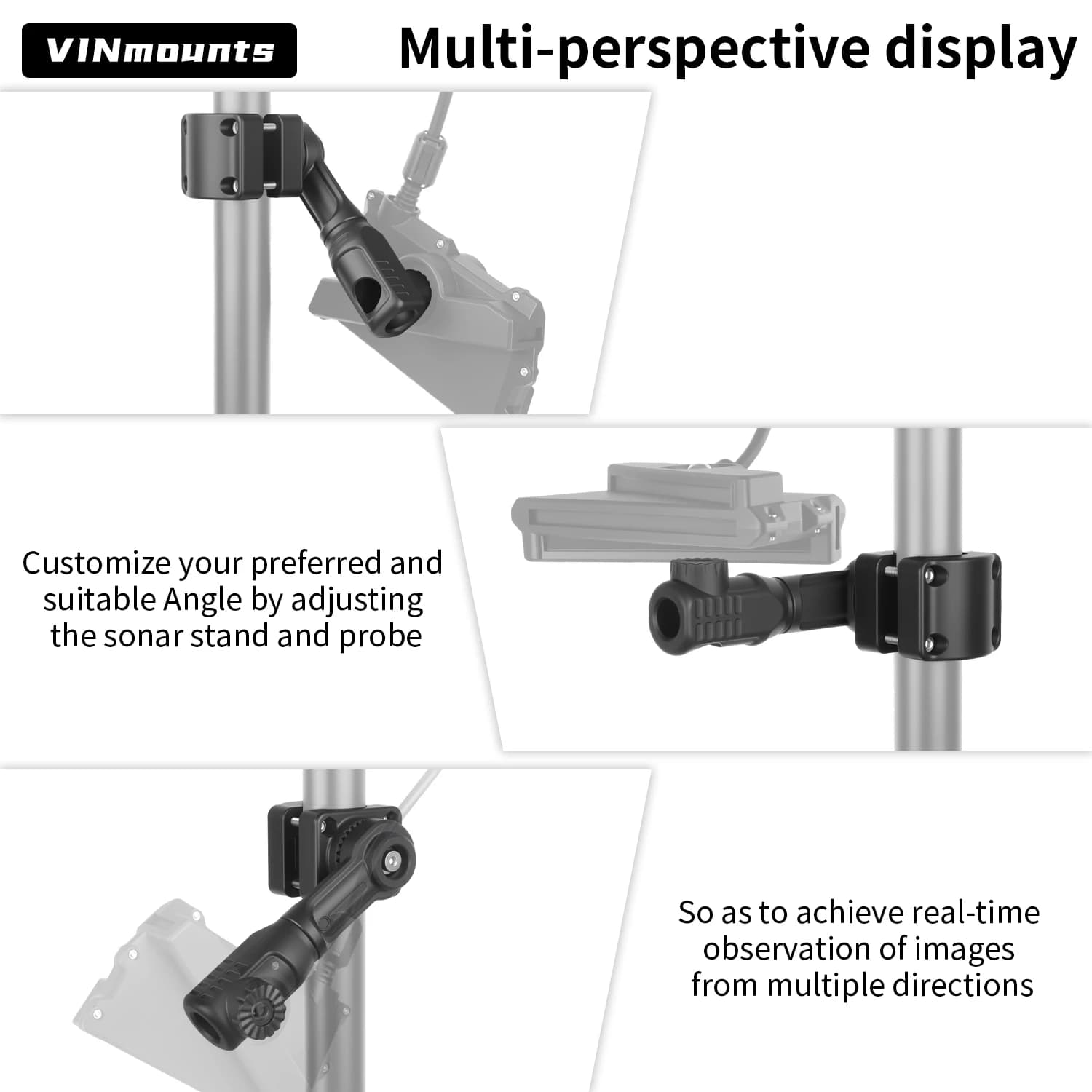 Support capteur sondeur aluminium VINmounts adaptateur pour Garmin Livescope LVS34 Lvs32 Lvs62 Lowrance