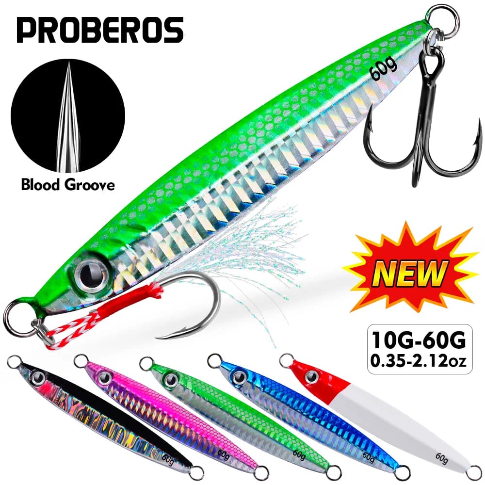 Leurre métallique bionique Proberos 10g à 60g pour la pêche en mer - Design réaliste et durable