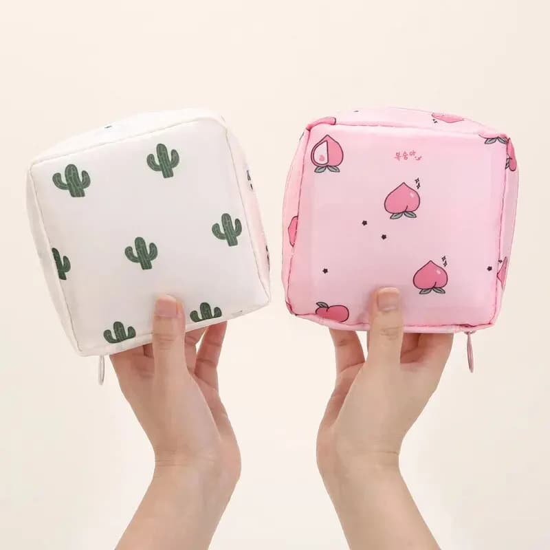 Trousse étanche pour serviettes hygiéniques femme - Organisateur portable avec motif cartoon