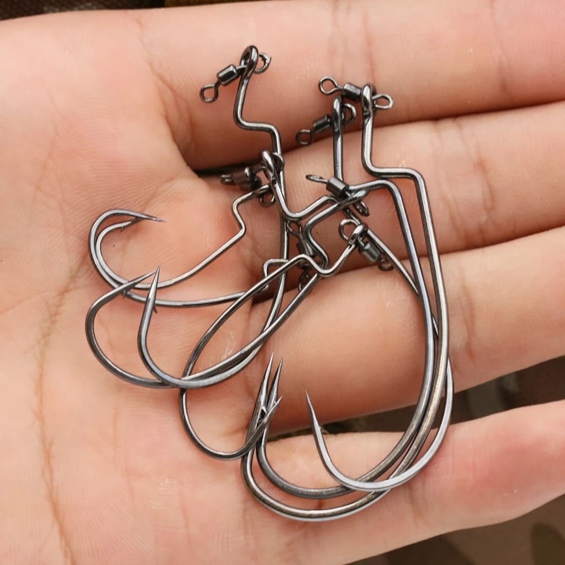 10 hameçons Drop Shot avec émerillon pour la pêche du sandre et du black bass, eau