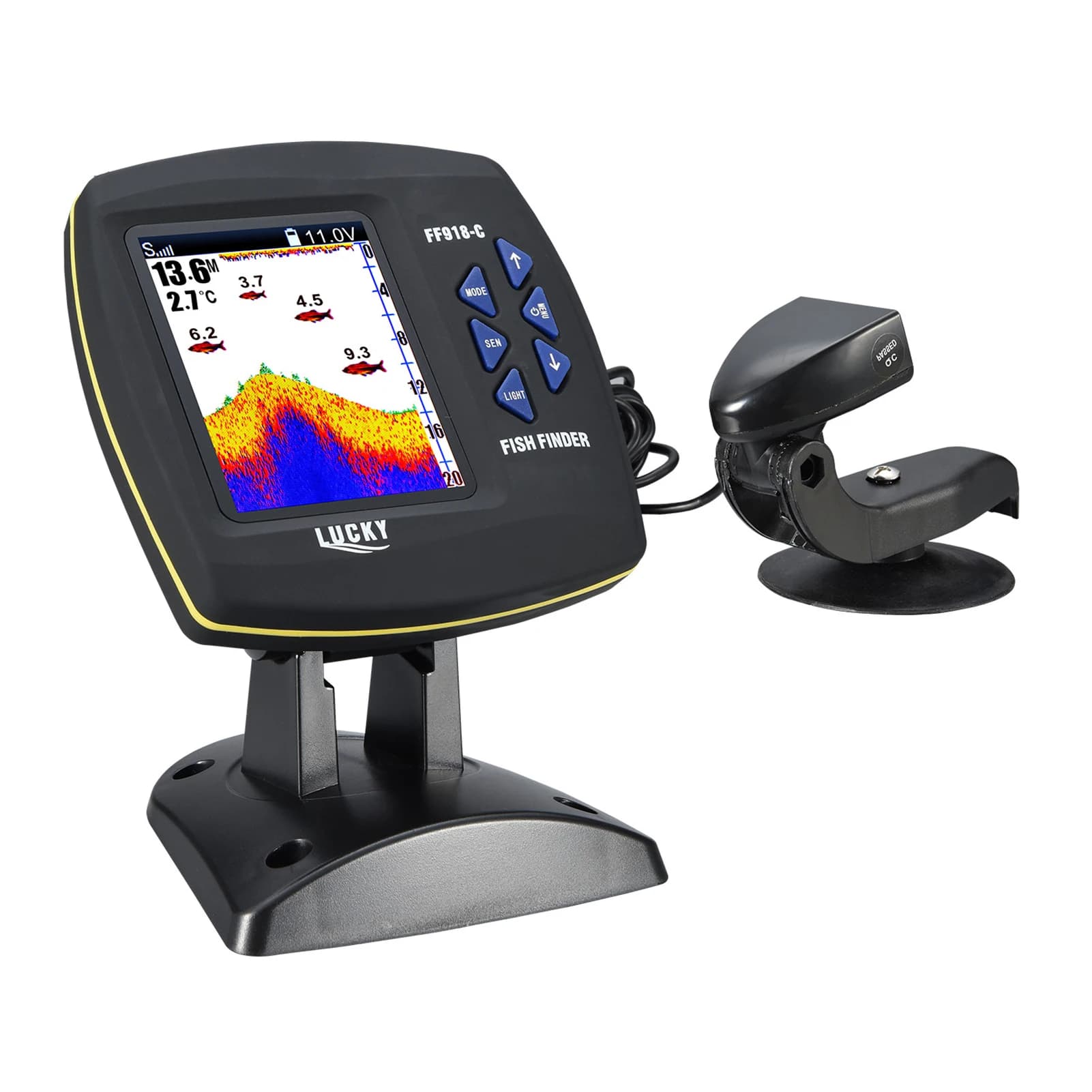 Sondeur pêche portable sans fil avec transducteur filaire pour bateau kayak détection profondeur poissons
