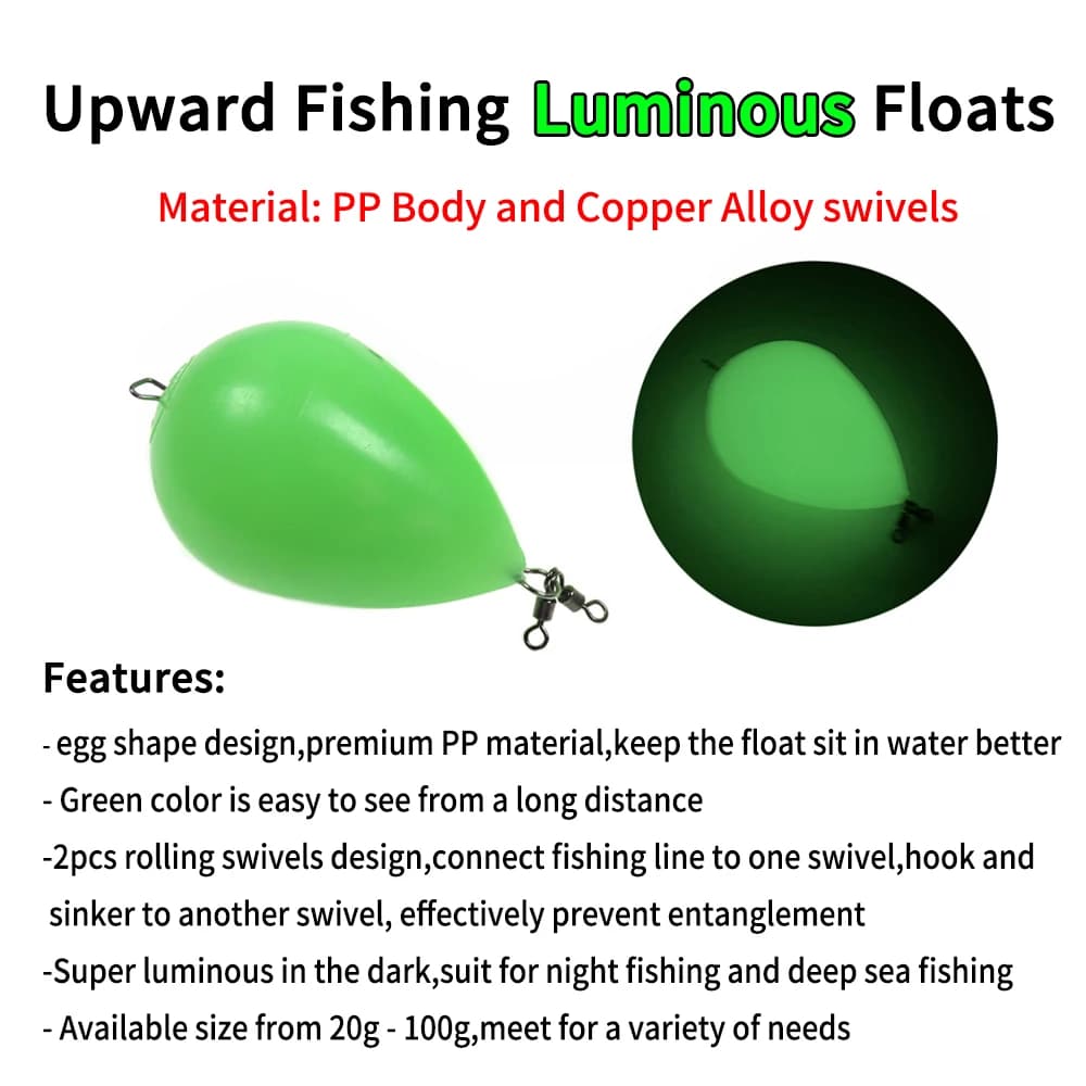 Flotteur lumineux en forme d'oeuf Elllv 20g-100g pour lancer longue distance et pêche de nuit